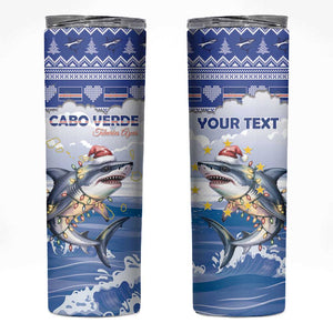 Afro Chirstmas Cabo Verde Football Personalized Skinny Tumbler Allez Tubaroes Azuis - African Pride