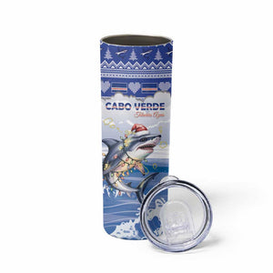 Afro Chirstmas Cabo Verde Football Personalized Skinny Tumbler Allez Tubaroes Azuis - African Pride