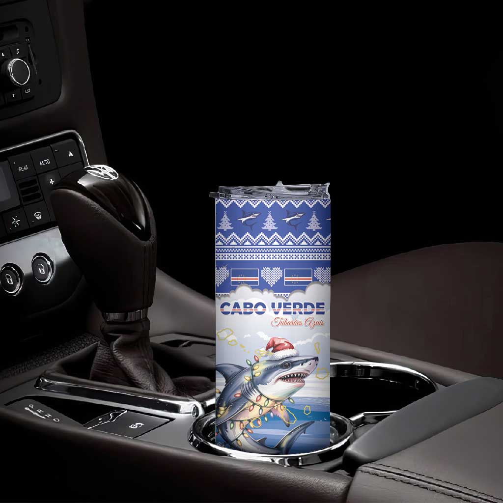 Afro Chirstmas Cabo Verde Football Personalized Skinny Tumbler Allez Tubaroes Azuis - African Pride