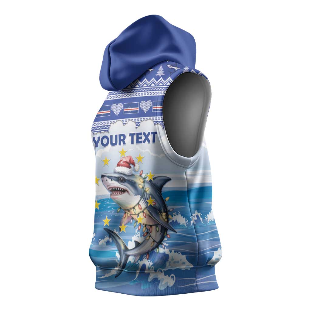 Afro Chirstmas Cabo Verde Football Personalized Sleeveless Hoodie Allez Tubaroes Azuis - African Pride