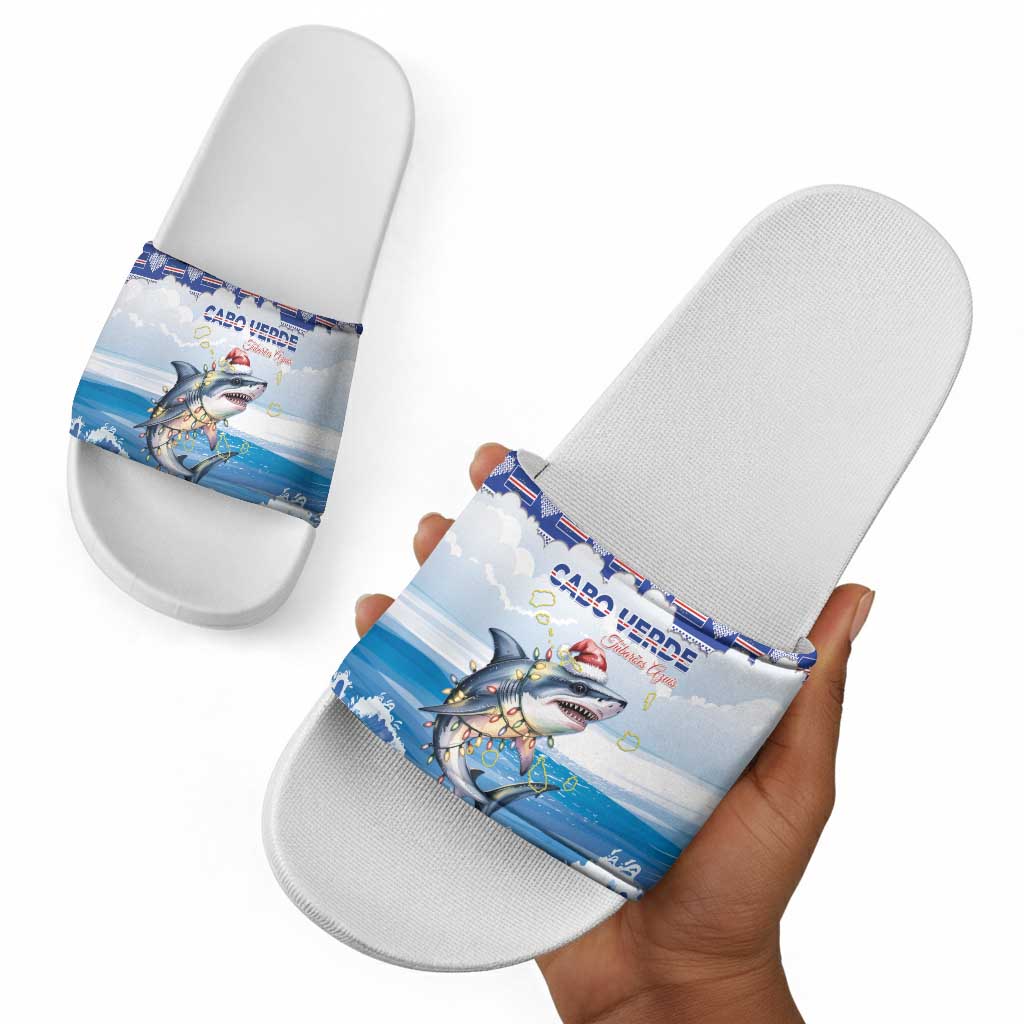 Cape Verde Football Christmas Slide Sandals Feliz Natal Tubaroes Azuis