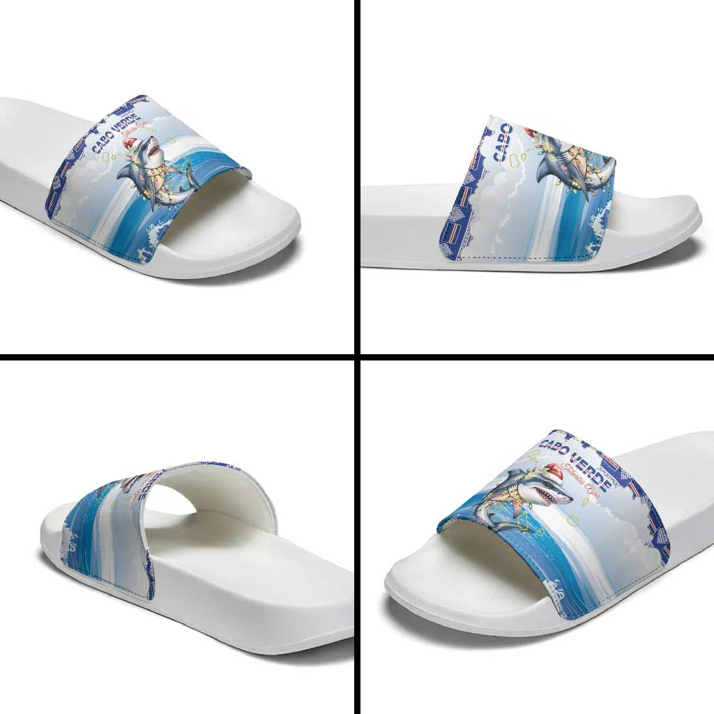 Cape Verde Football Christmas Slide Sandals Feliz Natal Tubaroes Azuis