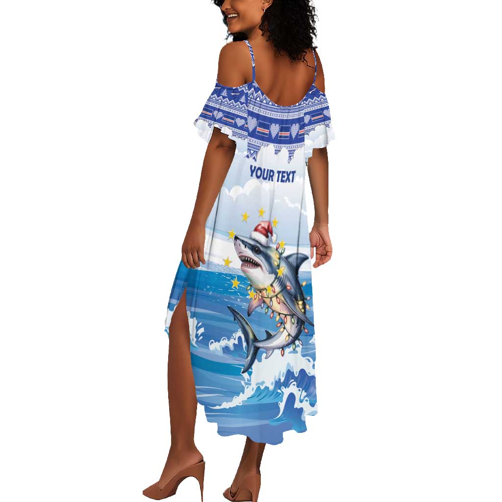 Afro Chirstmas Cabo Verde Football Personalized Summer Maxi Dress Allez Tubaroes Azuis - African Pride
