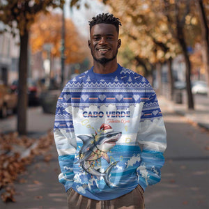 Afro Chirstmas Cabo Verde Football Personalized Sweatshirt Allez Tubaroes Azuis - African Pride