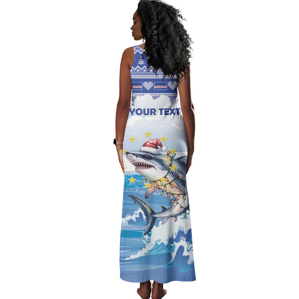 Afro Chirstmas Cabo Verde Football Personalized Tank Maxi Dress Allez Tubaroes Azuis - African Pride