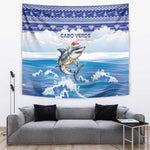 Afro Chirstmas Cabo Verde Football Tapestry Allez Tubaroes Azuis - African Pride