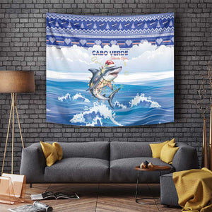 Afro Chirstmas Cabo Verde Football Tapestry Allez Tubaroes Azuis - African Pride