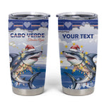 Afro Chirstmas Cabo Verde Football Personalized Tumbler Cup Allez Tubaroes Azuis - African Pride