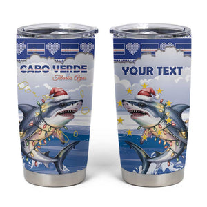 Afro Chirstmas Cabo Verde Football Personalized Tumbler Cup Allez Tubaroes Azuis - African Pride