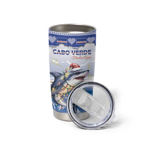 Afro Chirstmas Cabo Verde Football Personalized Tumbler Cup Allez Tubaroes Azuis - African Pride