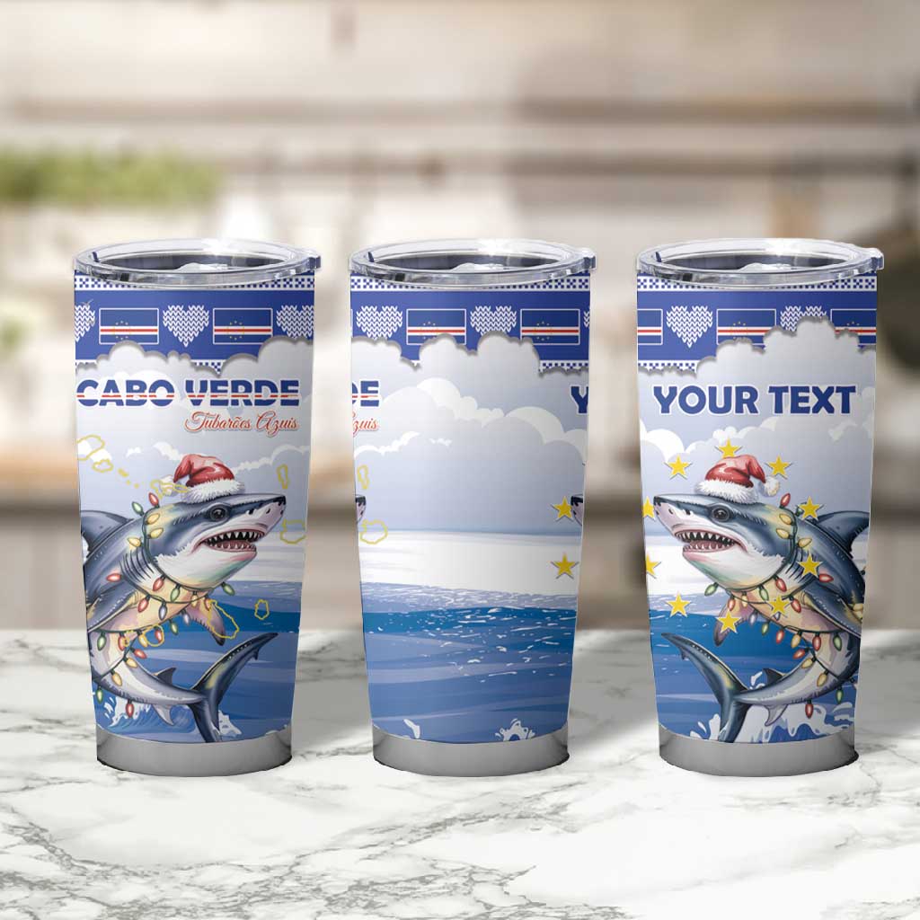 Afro Chirstmas Cabo Verde Football Personalized Tumbler Cup Allez Tubaroes Azuis - African Pride