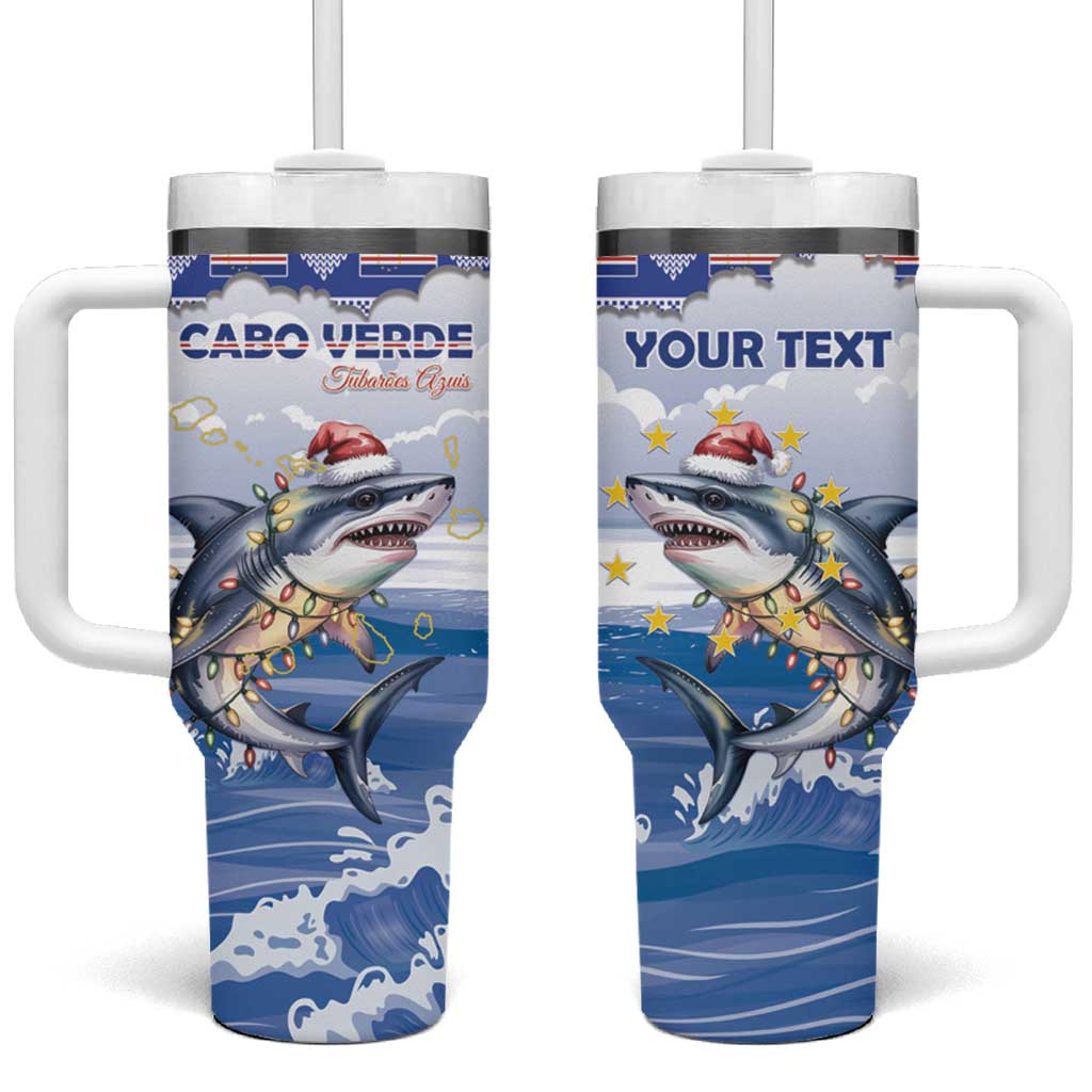 Afro Chirstmas Cabo Verde Football Personalized Tumbler With Handle Allez Tubaroes Azuis - African Pride