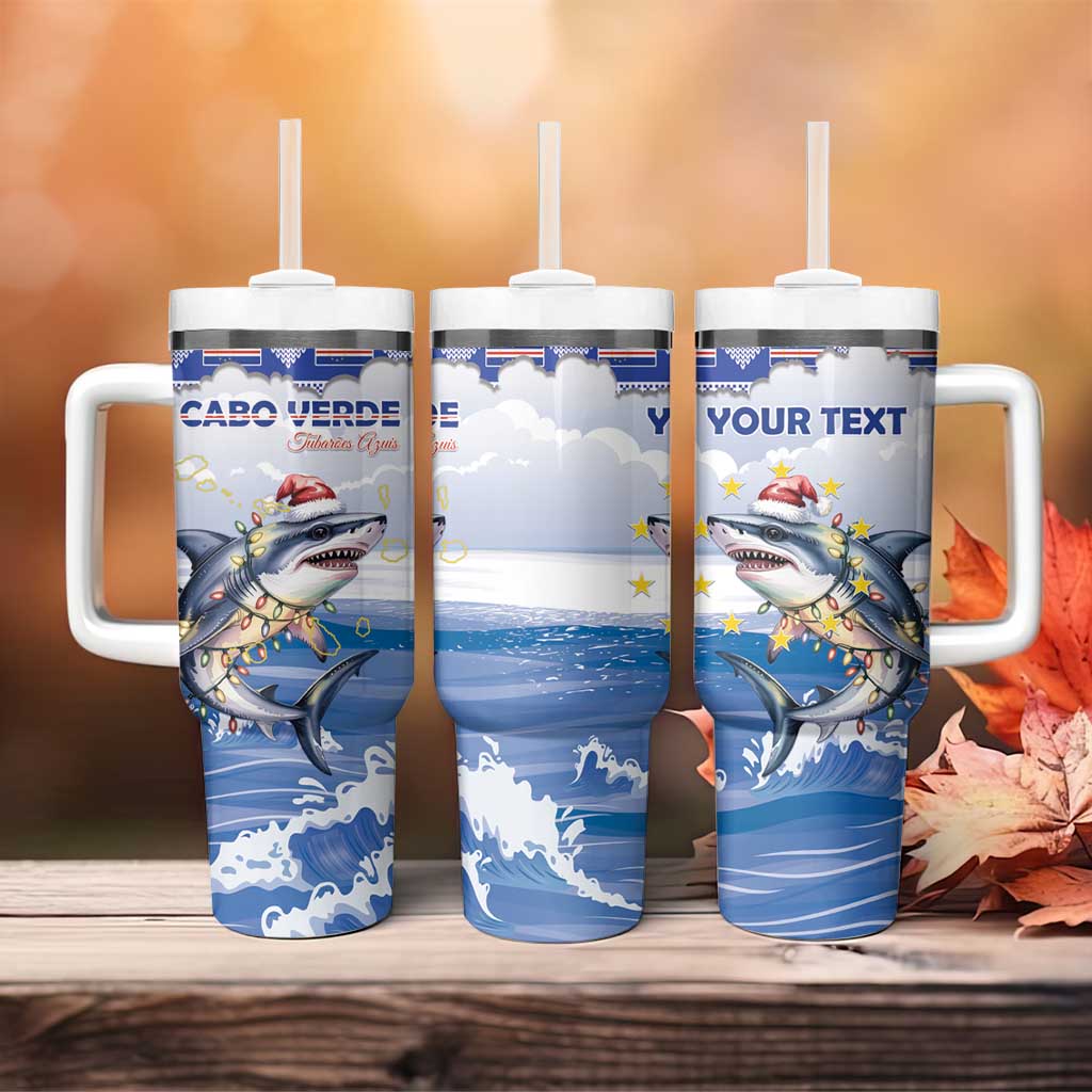 Afro Chirstmas Cabo Verde Football Personalized Tumbler With Handle Allez Tubaroes Azuis - African Pride