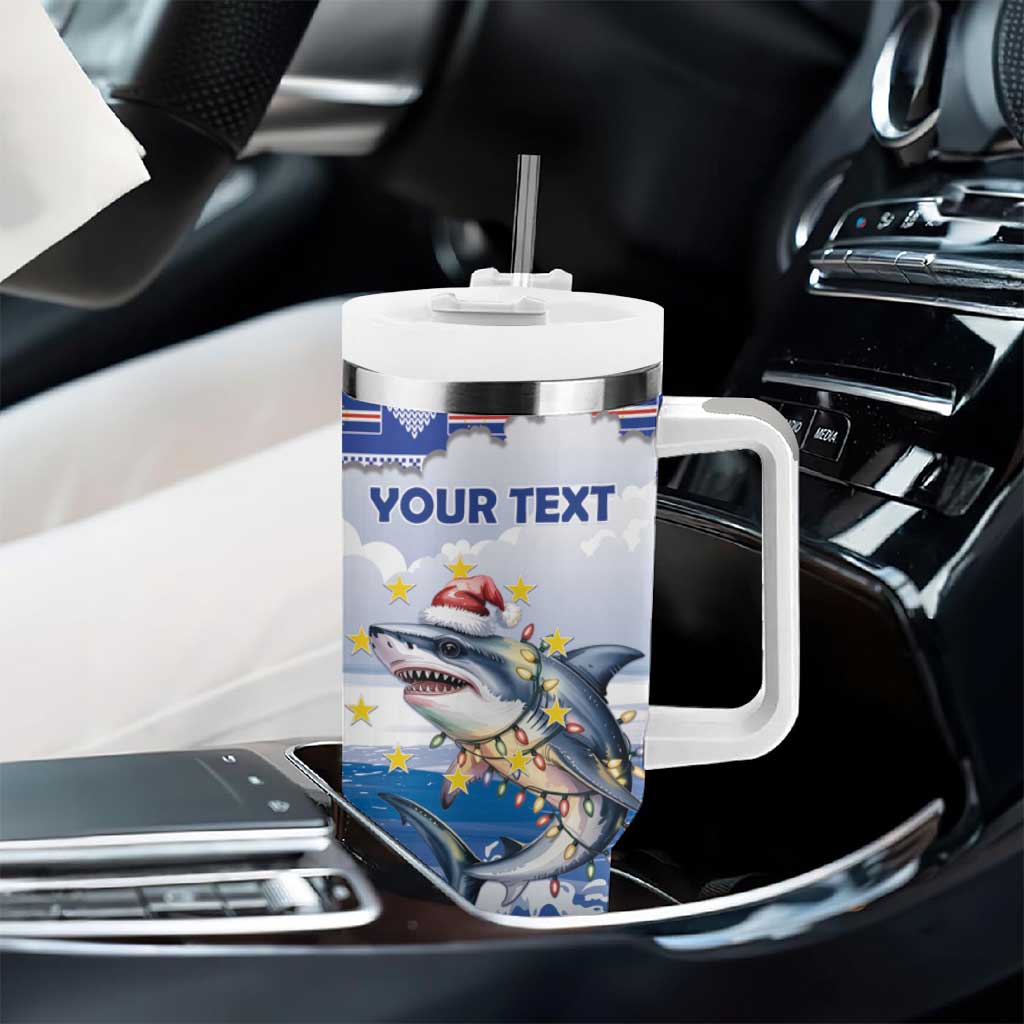 Afro Chirstmas Cabo Verde Football Personalized Tumbler With Handle Allez Tubaroes Azuis - African Pride