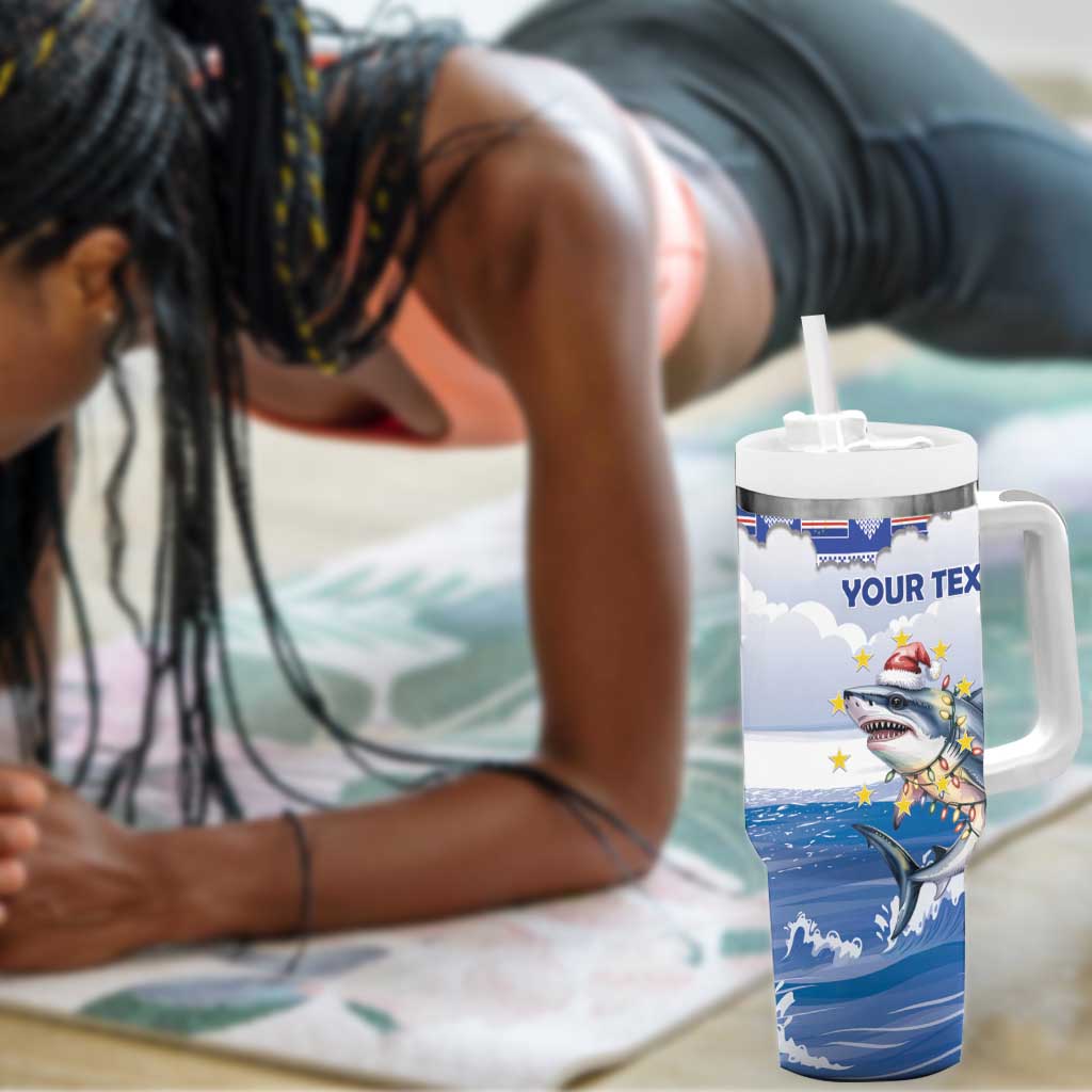 Afro Chirstmas Cabo Verde Football Personalized Tumbler With Handle Allez Tubaroes Azuis - African Pride