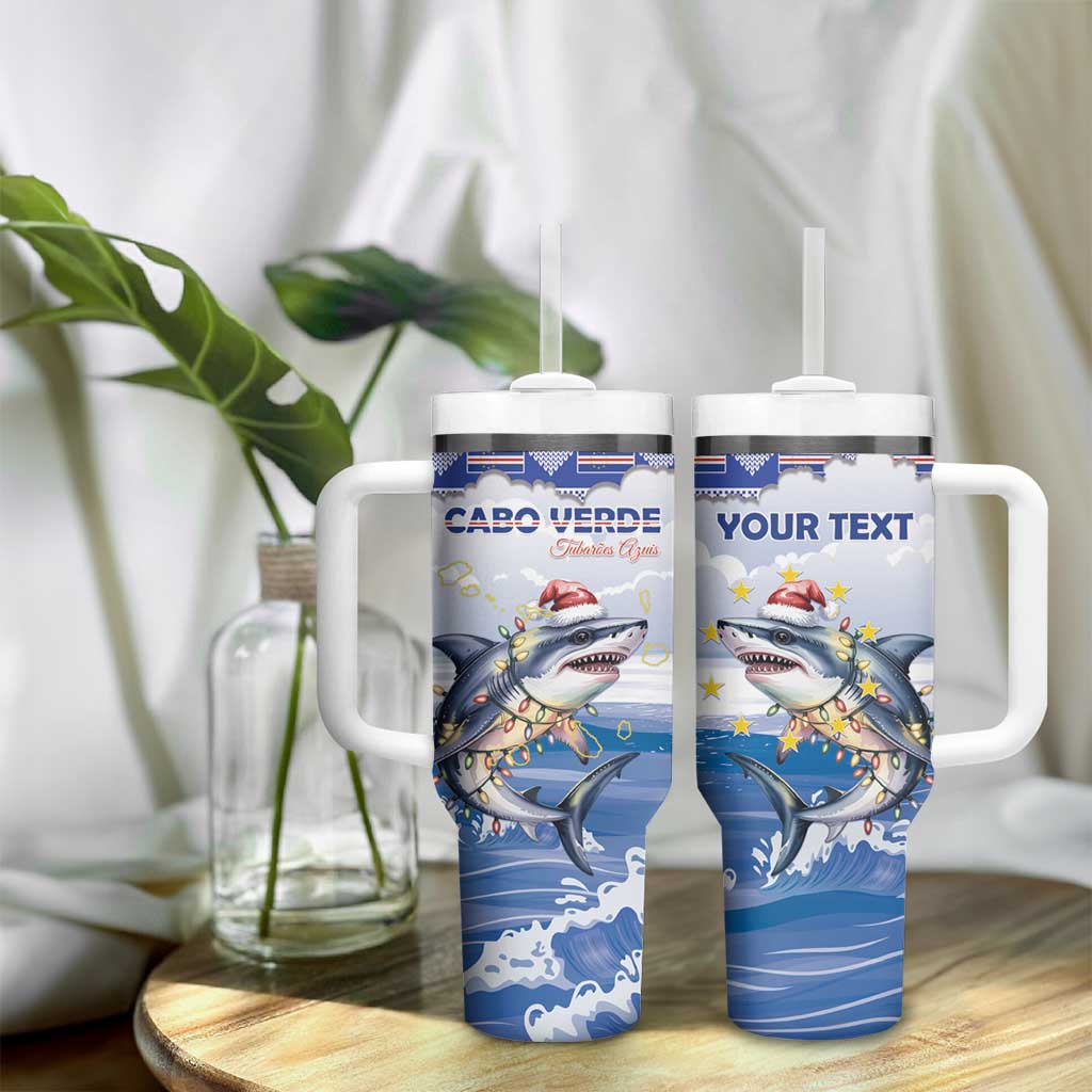 Afro Chirstmas Cabo Verde Football Personalized Tumbler With Handle Allez Tubaroes Azuis - African Pride