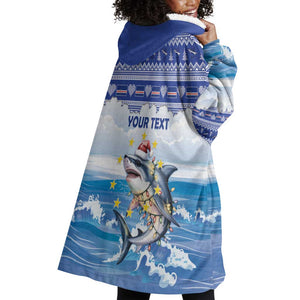 Afro Chirstmas Cabo Verde Football Personalized Wearable Blanket Hoodie Allez Tubaroes Azuis - African Pride