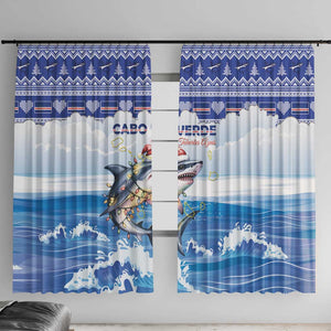 Afro Chirstmas Cabo Verde Football Window Curtain Allez Tubaroes Azuis - African Pride