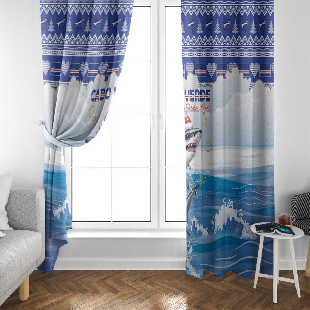 Afro Chirstmas Cabo Verde Football Window Curtain Allez Tubaroes Azuis - African Pride