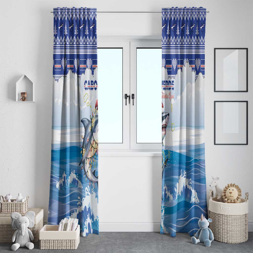 Afro Chirstmas Cabo Verde Football Window Curtain Allez Tubaroes Azuis - African Pride