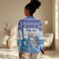 Afro Chirstmas Cabo Verde Football Personalized Women Casual Shirt Allez Tubaroes Azuis - African Pride
