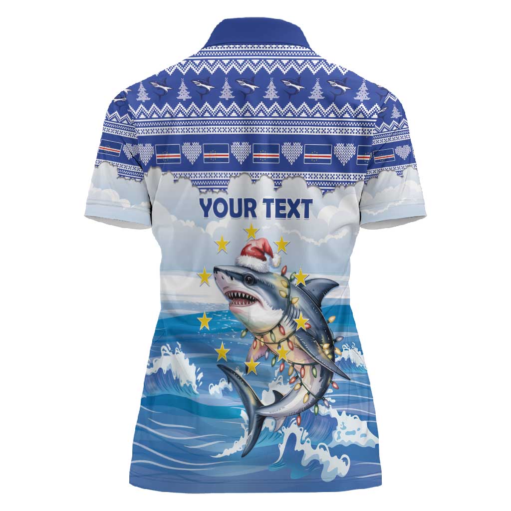 Afro Chirstmas Cabo Verde Football Personalized Women Polo Shirt Allez Tubaroes Azuis - African Pride