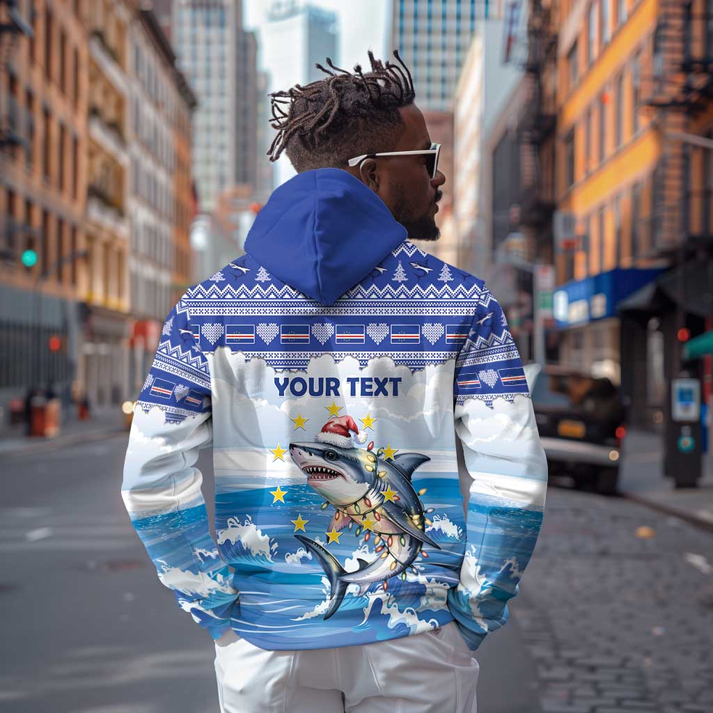 Afro Chirstmas Cabo Verde Football Personalized Zip Hoodie Allez Tubaroes Azuis - African Pride