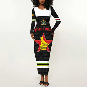 Custom Hockey Zimbabwe Long Sleeve Bodycon Dress Hatirohwe - We don’t lose - African Pride