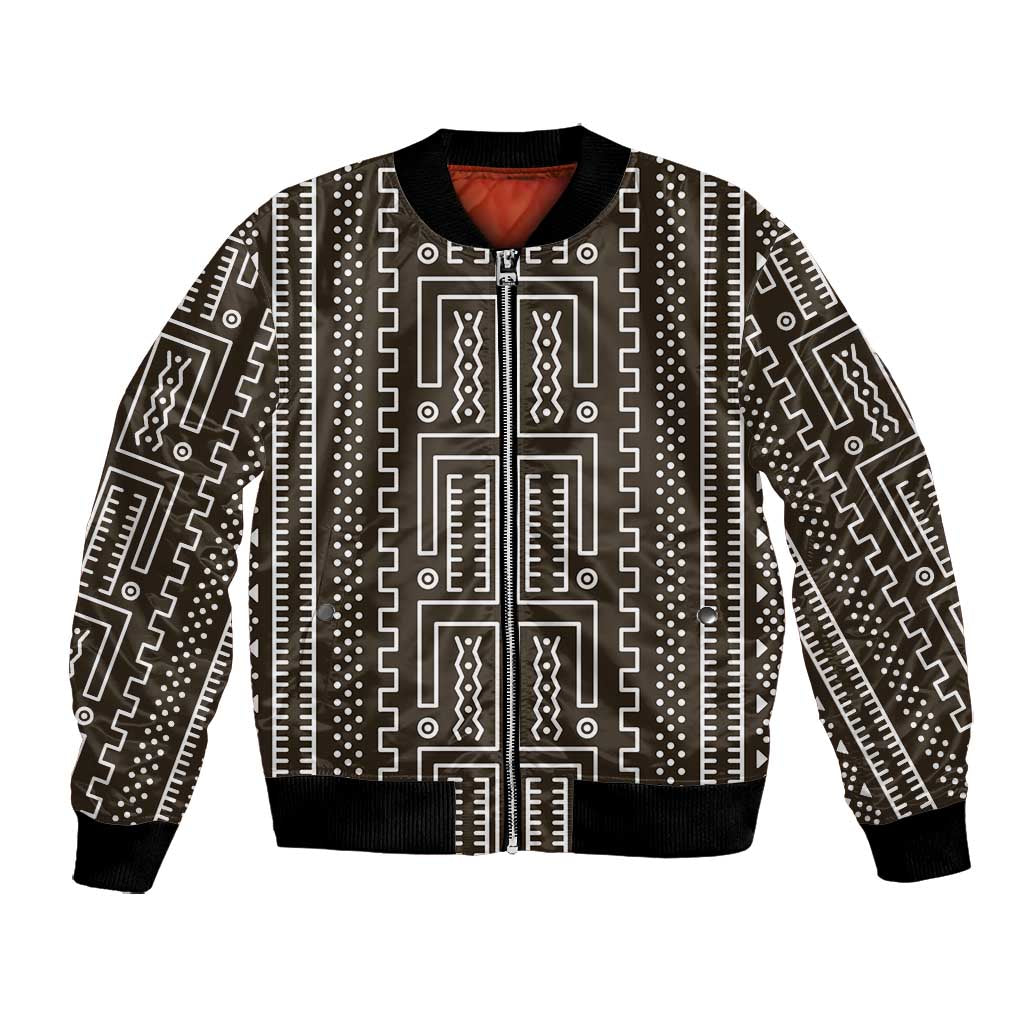 Mali Mud Cloth Bogolanfini Pattern Bomber Jacket - African Pride