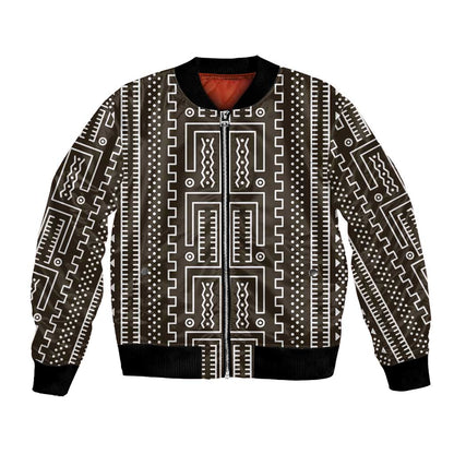 Mali Mud Cloth Bogolanfini Pattern Bomber Jacket - African Pride