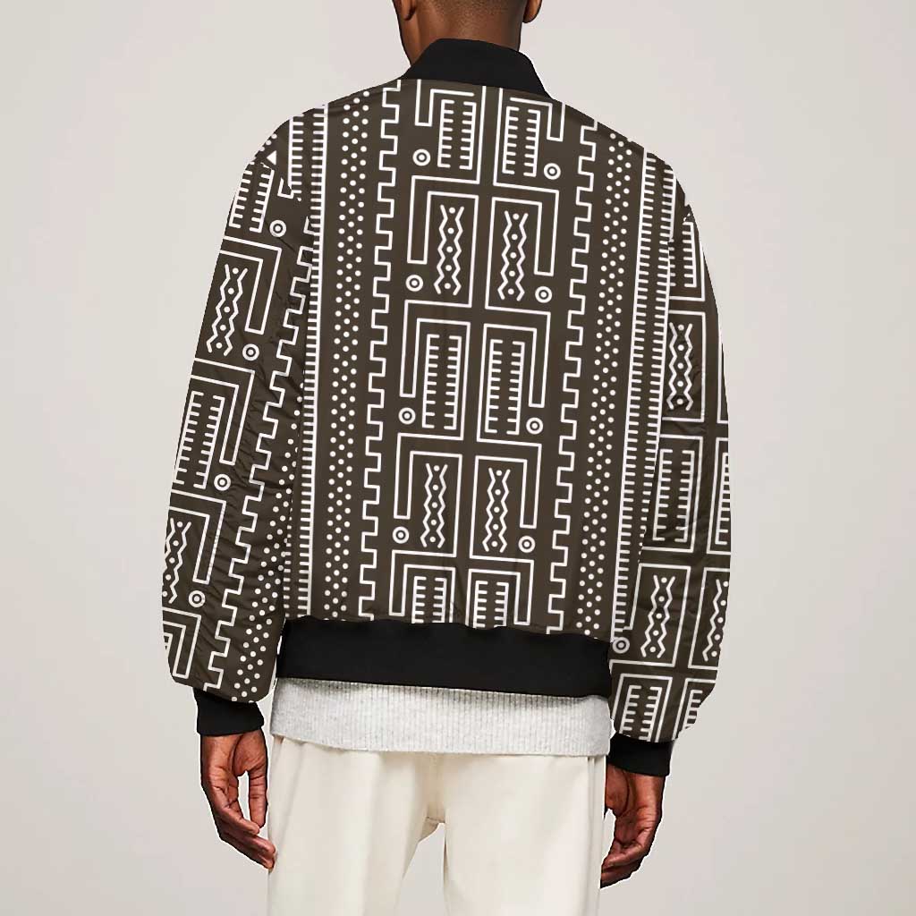 Mali Mud Cloth Bogolanfini Pattern Bomber Jacket - African Pride