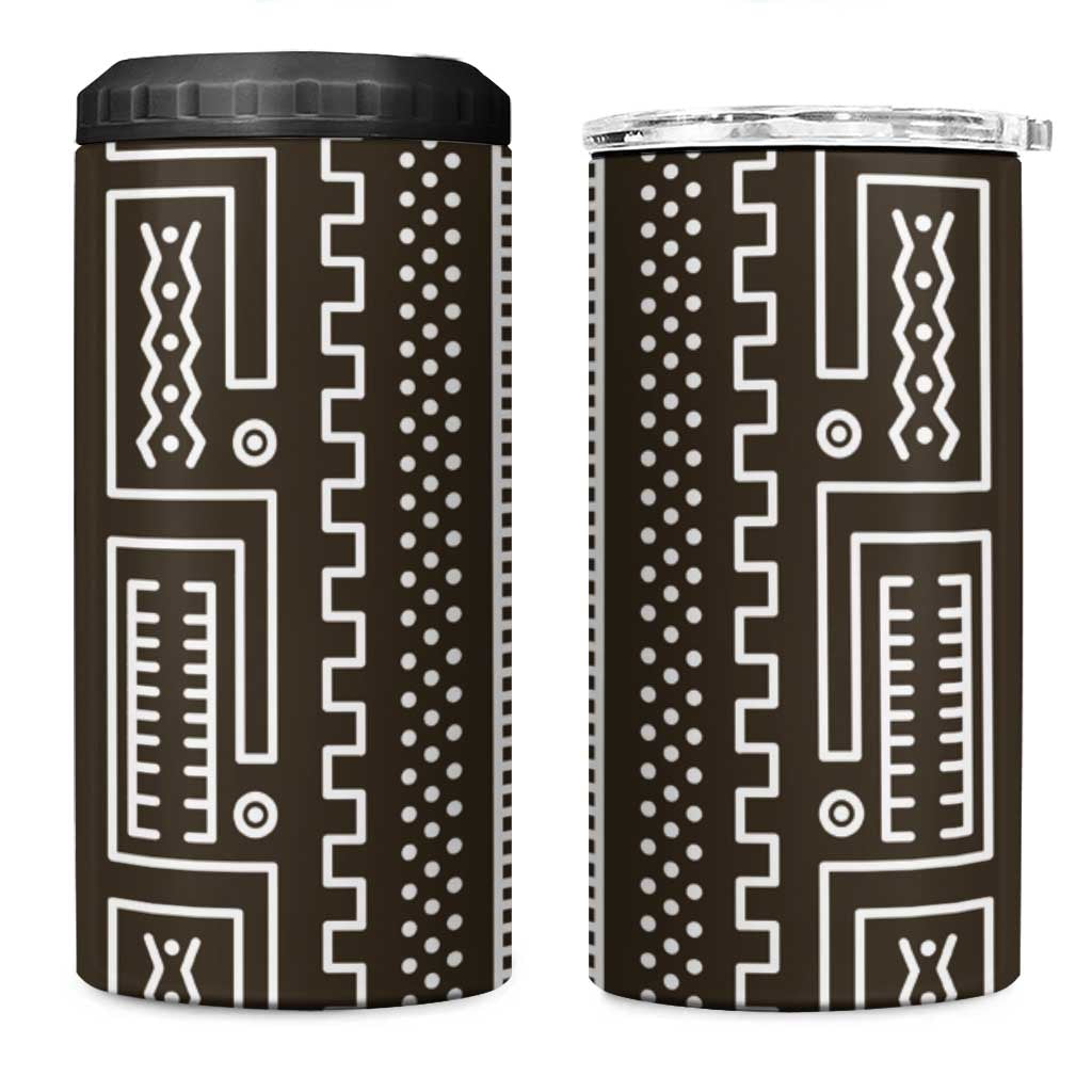 Mali Mud Cloth Bogolanfini Pattern 4 in 1 Can Cooler Tumbler - African Pride