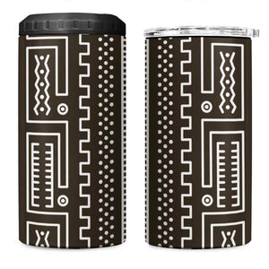 Mali Mud Cloth Bogolanfini Pattern 4 in 1 Can Cooler Tumbler - African Pride