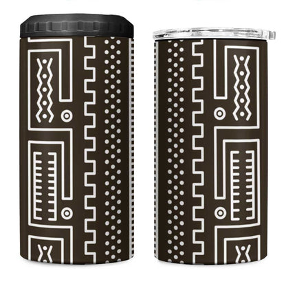 Mali Mud Cloth Bogolanfini Pattern 4 in 1 Can Cooler Tumbler - African Pride