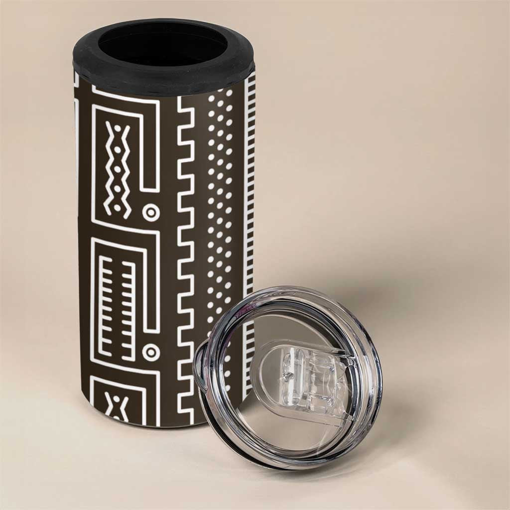 Mali Mud Cloth Bogolanfini Pattern 4 in 1 Can Cooler Tumbler - African Pride