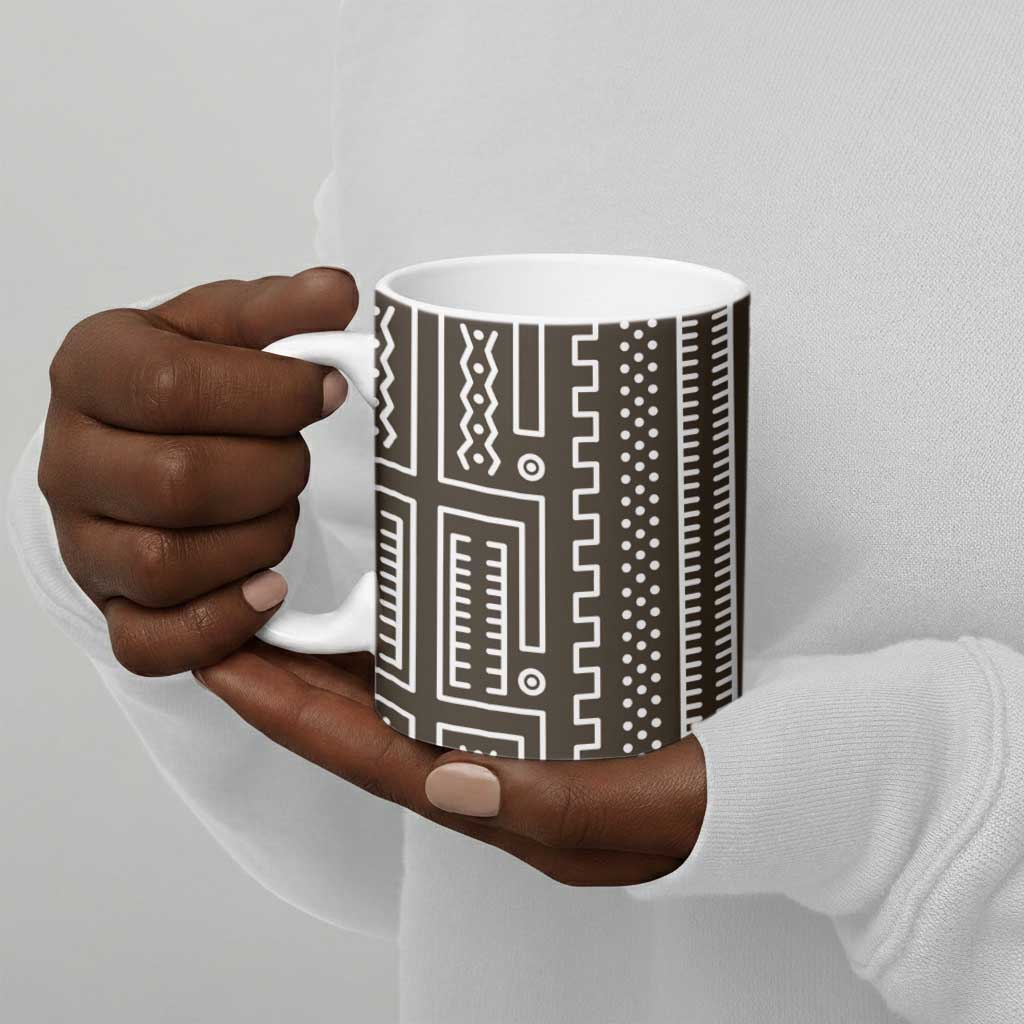 Mali Mud Cloth Ceramic Mug Bogolanfini Pattern