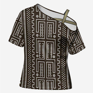 Mali Mud Cloth Cross Shoulder Shirt Bogolanfini Pattern