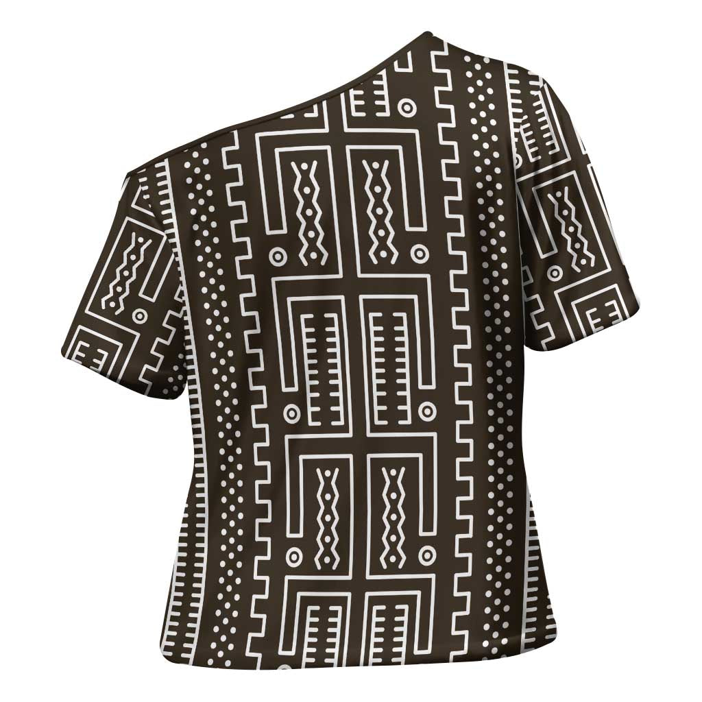 Mali Mud Cloth Cross Shoulder Shirt Bogolanfini Pattern