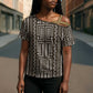 Mali Mud Cloth Cross Shoulder Shirt Bogolanfini Pattern