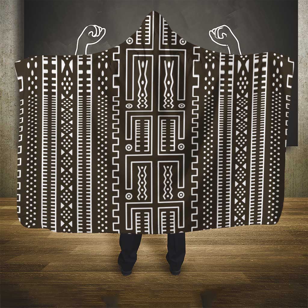 Mali Mud Cloth Bogolanfini Pattern Hooded Blanket - African Pride