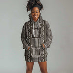Mali Mud Cloth Bogolanfini Pattern Hoodie Dress - African Pride