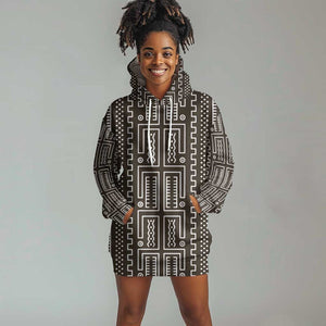 Mali Mud Cloth Bogolanfini Pattern Hoodie Dress - African Pride