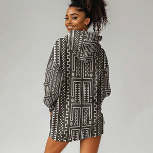 Mali Mud Cloth Bogolanfini Pattern Hoodie Dress - African Pride