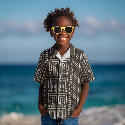 Mali Mud Cloth Bogolanfini Pattern Kid Hawaiian Shirt - African Pride