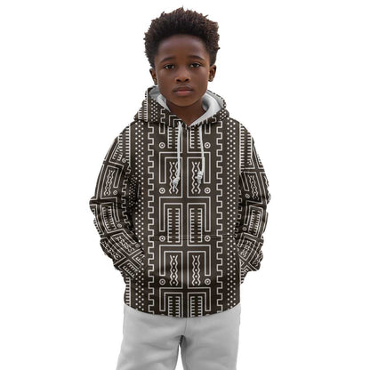 Mali Mud Cloth Bogolanfini Pattern Kid Hoodie - African Pride