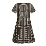 Mali Mud Cloth Bogolanfini Pattern Kid Short Sleeve Dress - African Pride