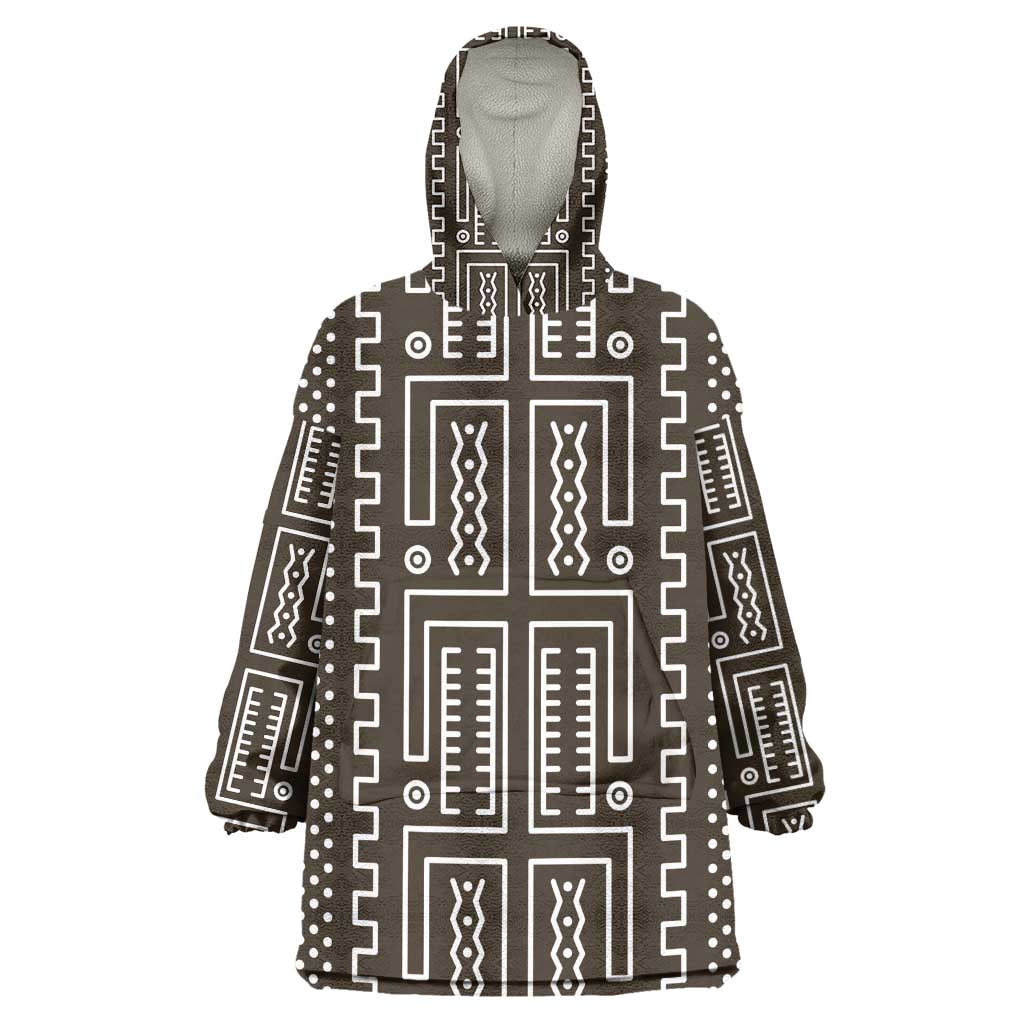 Mali Mud Cloth Bogolanfini Pattern Kid Wearable Blanket Hoodie - African Pride