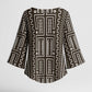 Mali Mud Cloth Kimono Sleeve Blouse Bogolanfini Pattern