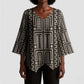 Mali Mud Cloth Kimono Sleeve Blouse Bogolanfini Pattern