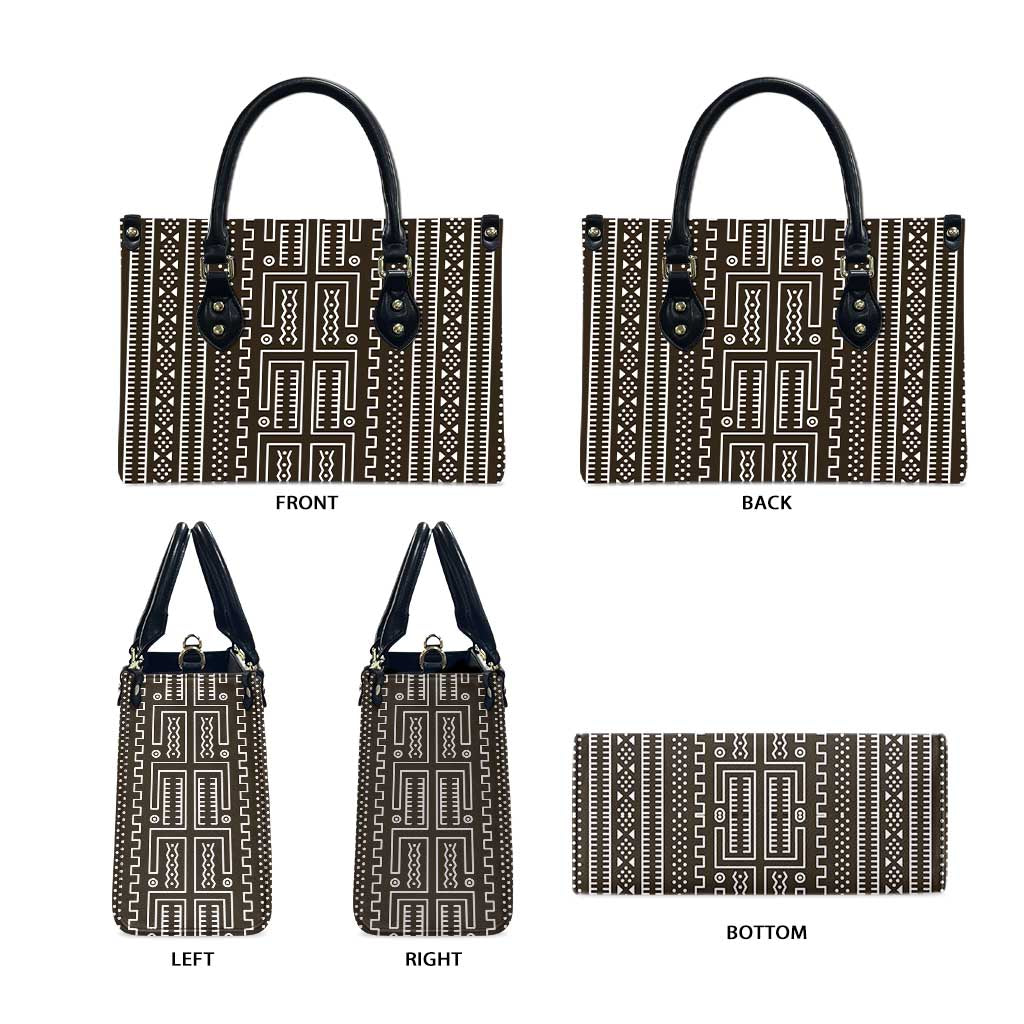 Mali Mud Cloth Leather Bag Bogolanfini Pattern